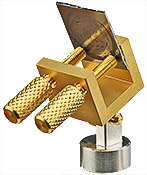 EM-Tec HGS10 swivel head sample holder for up to 10mm, gold plated brass, M4